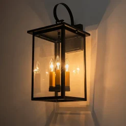 IP23 Farmhouse Square Lantern Outdoor Wall Sconce