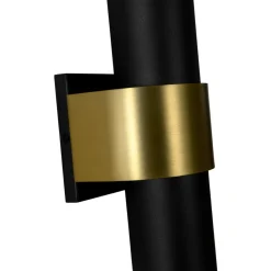 IP54 2-Light Black Brass Tube LED Outdoor Wall Lamp