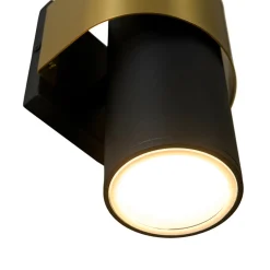 IP54 2-Light Black Brass Tube LED Outdoor Wall Lamp