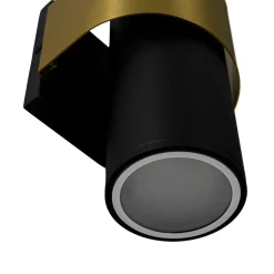 IP54 2-Light Black Brass Tube LED Outdoor Wall Lamp