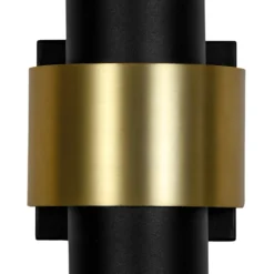 IP54 2-Light Black Brass Tube LED Outdoor Wall Lamp