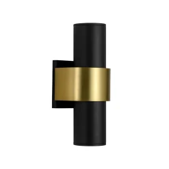 IP54 2-Light Black Brass Tube LED Outdoor Wall Lamp