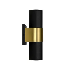 IP54 2-Light Black Brass Tube LED Outdoor Wall Lamp