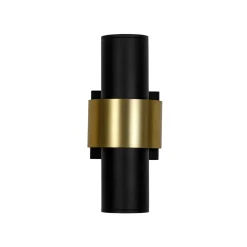 IP54 2-Light Black Brass Tube LED Outdoor Wall Lamp