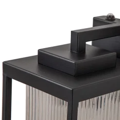 IP23 1-Light Black Ribbed Glass Outdoor Wall Lantern