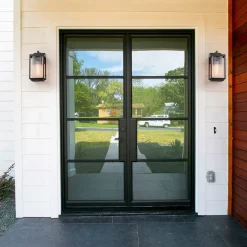 IP23 1-Light Black Ribbed Glass Outdoor Wall Lantern