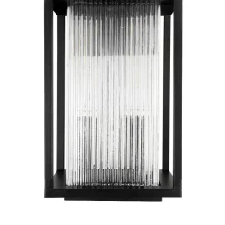 IP23 1-Light Black Ribbed Glass Outdoor Wall Lantern
