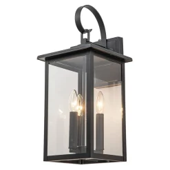 IP23 Matte Black Farmhouse 3-Light Lantern Outdoor Wall Light