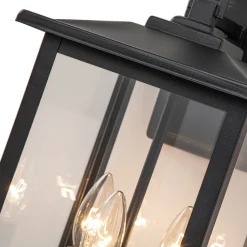 IP23 Matte Black Farmhouse 3-Light Lantern Outdoor Wall Light