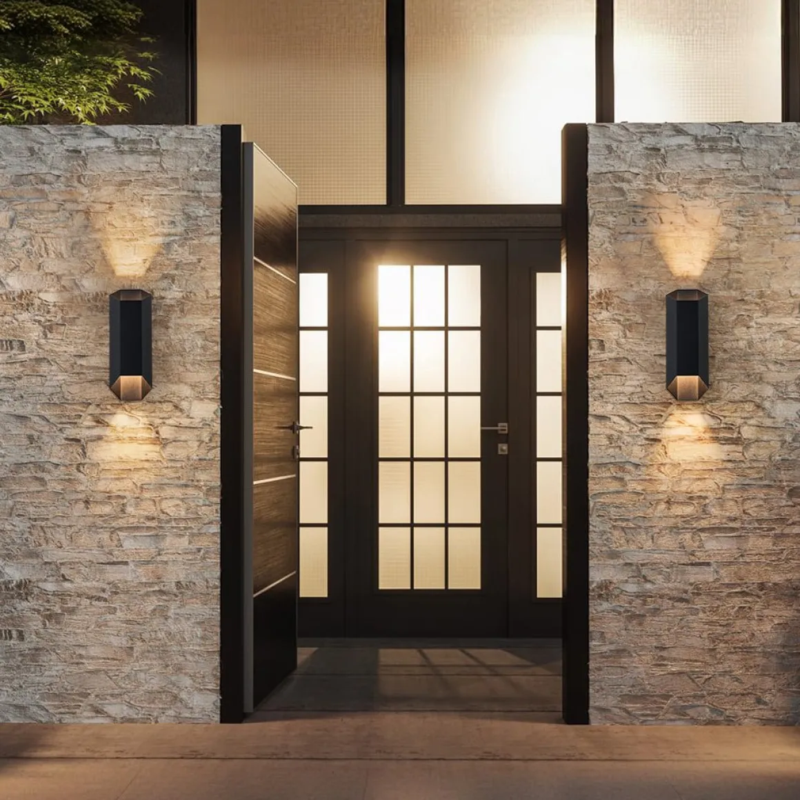 IP54 Up and Down Black Geometric Tube LED Outdoor Wall Light