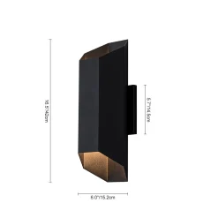 IP54 Up and Down Black Geometric Tube LED Outdoor Wall Light