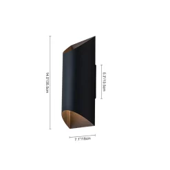 IP54 Up and Down Black Tunnel LED Outdoor Wall Lamp