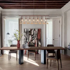Italy Vintage Luxe Draped Amber Crystal Linear Chandelier