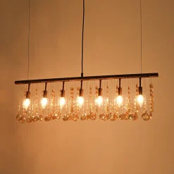 Italy Vintage Luxe Draped Amber Crystal Linear Chandelier