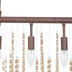 Italy Vintage Luxe Draped Amber Crystal Linear Chandelier