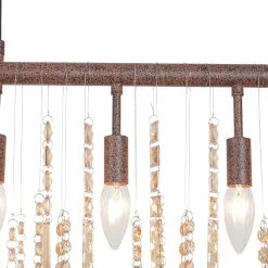 Italy Vintage Luxe Draped Amber Crystal Linear Chandelier
