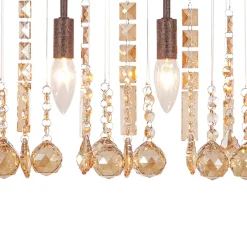 Italy Vintage Luxe Draped Amber Crystal Linear Chandelier