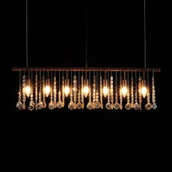 Italy Vintage Luxe Draped Amber Crystal Linear Chandelier