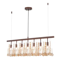 Italy Vintage Luxe Draped Amber Crystal Linear Chandelier