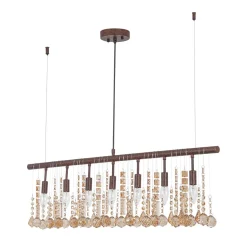 Italy Vintage Luxe Draped Amber Crystal Linear Chandelier