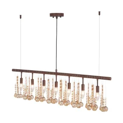 Italy Vintage Luxe Draped Amber Crystal Linear Chandelier