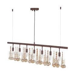 Italy Vintage Luxe Draped Amber Crystal Linear Chandelier