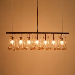 Italy Vintage Luxe Draped Amber Crystal Linear Chandelier