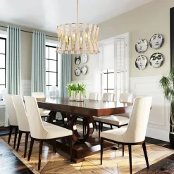 Ivory Woven Brass Open Drum Pendant Light
