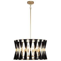 Ivory Woven Brass Open Drum Pendant Light