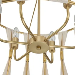 Ivory Woven Brass Open Drum Pendant Light
