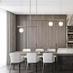 Kitchen Island Glass Globe Linear Chandelier