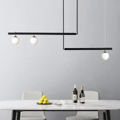 Kitchen Island Glass Globe Linear Chandelier