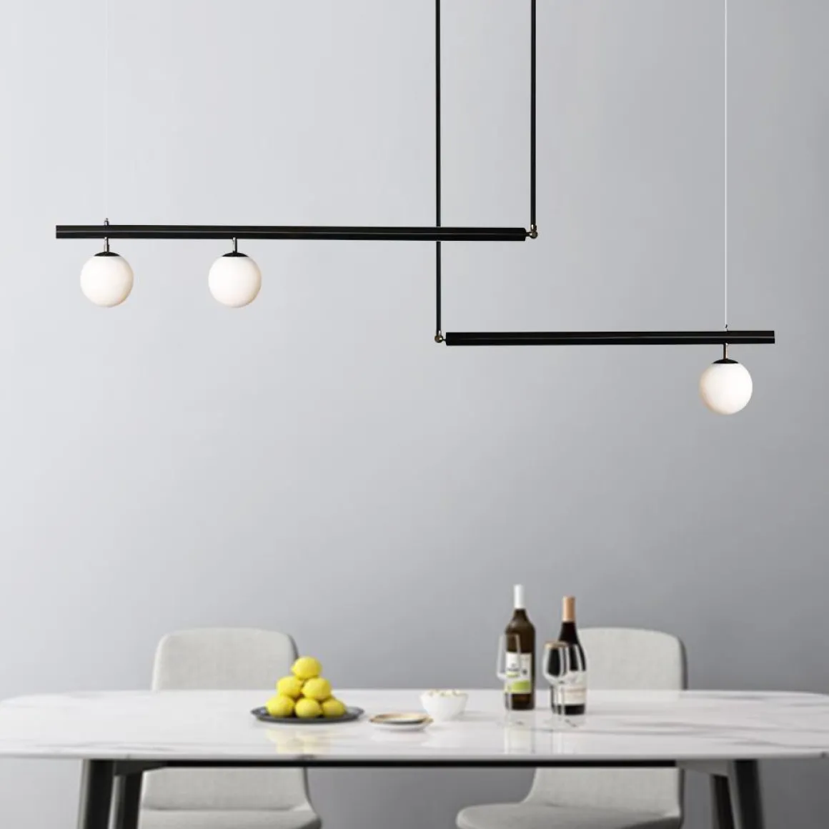 Kitchen Island Glass Globe Linear Chandelier