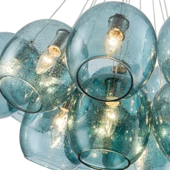 Lake House Cluster Blue Glass Globe Bubble Chandelier