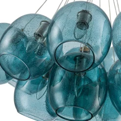 Lake House Cluster Blue Glass Globe Bubble Chandelier
