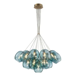 Lake House Cluster Blue Glass Globe Bubble Chandelier