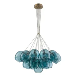 Lake House Cluster Blue Glass Globe Bubble Chandelier
