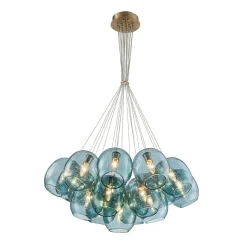 Lake House Cluster Blue Glass Globe Bubble Chandelier