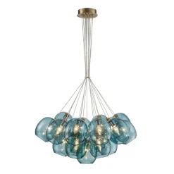 Lake House Cluster Blue Glass Globe Bubble Chandelier