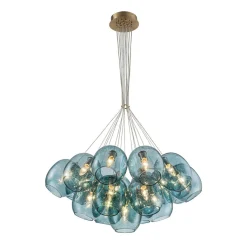 Lake House Cluster Blue Glass Globe Bubble Chandelier