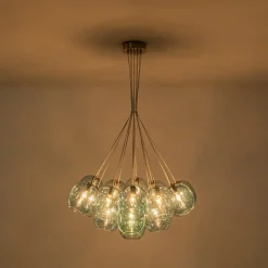 Lake House Cluster Blue Glass Globe Bubble Chandelier