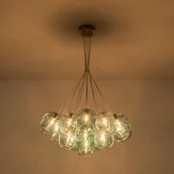 Lake House Cluster Blue Glass Globe Bubble Chandelier