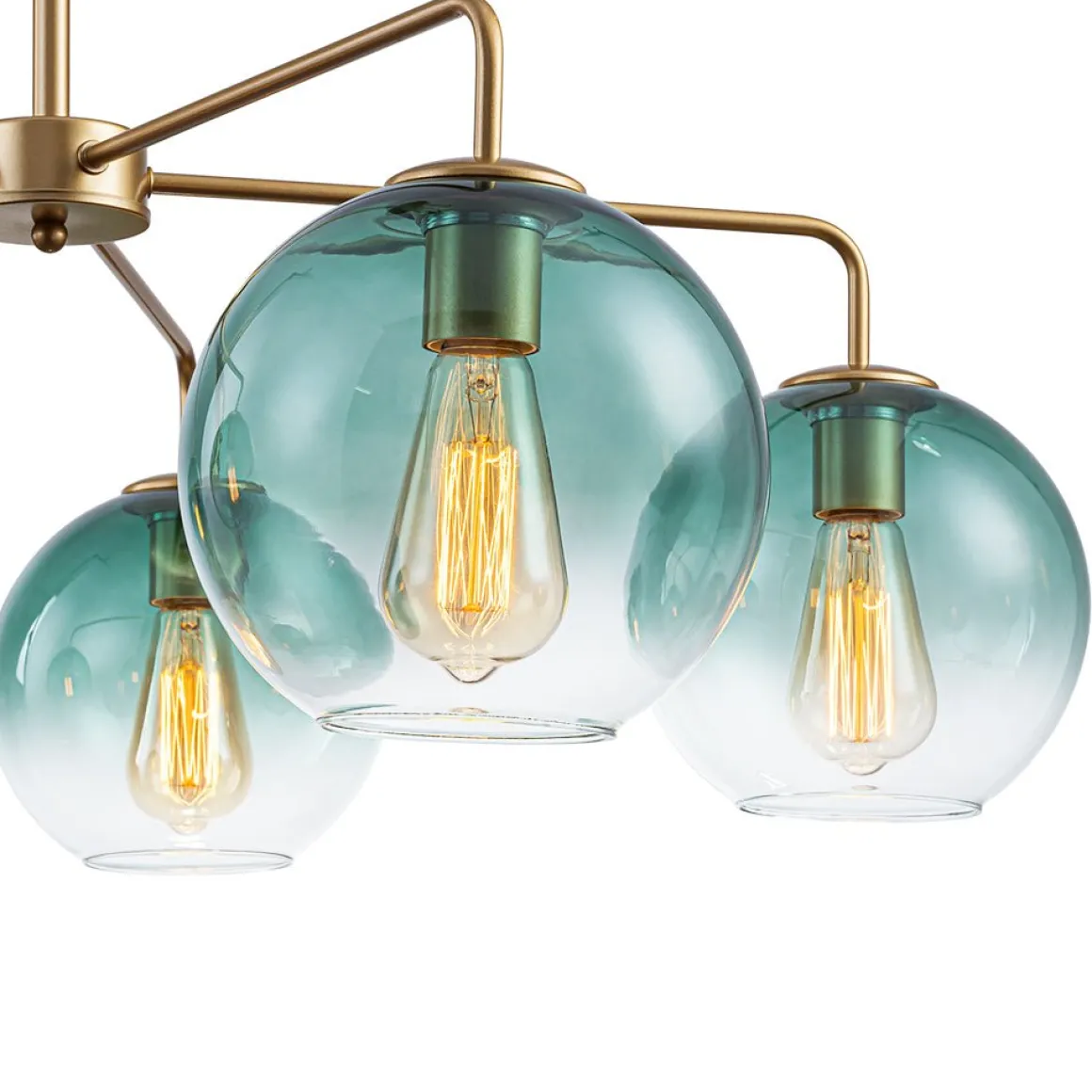 Lake House Green Glass Globe 5-Light Round Sputnik Chandelier