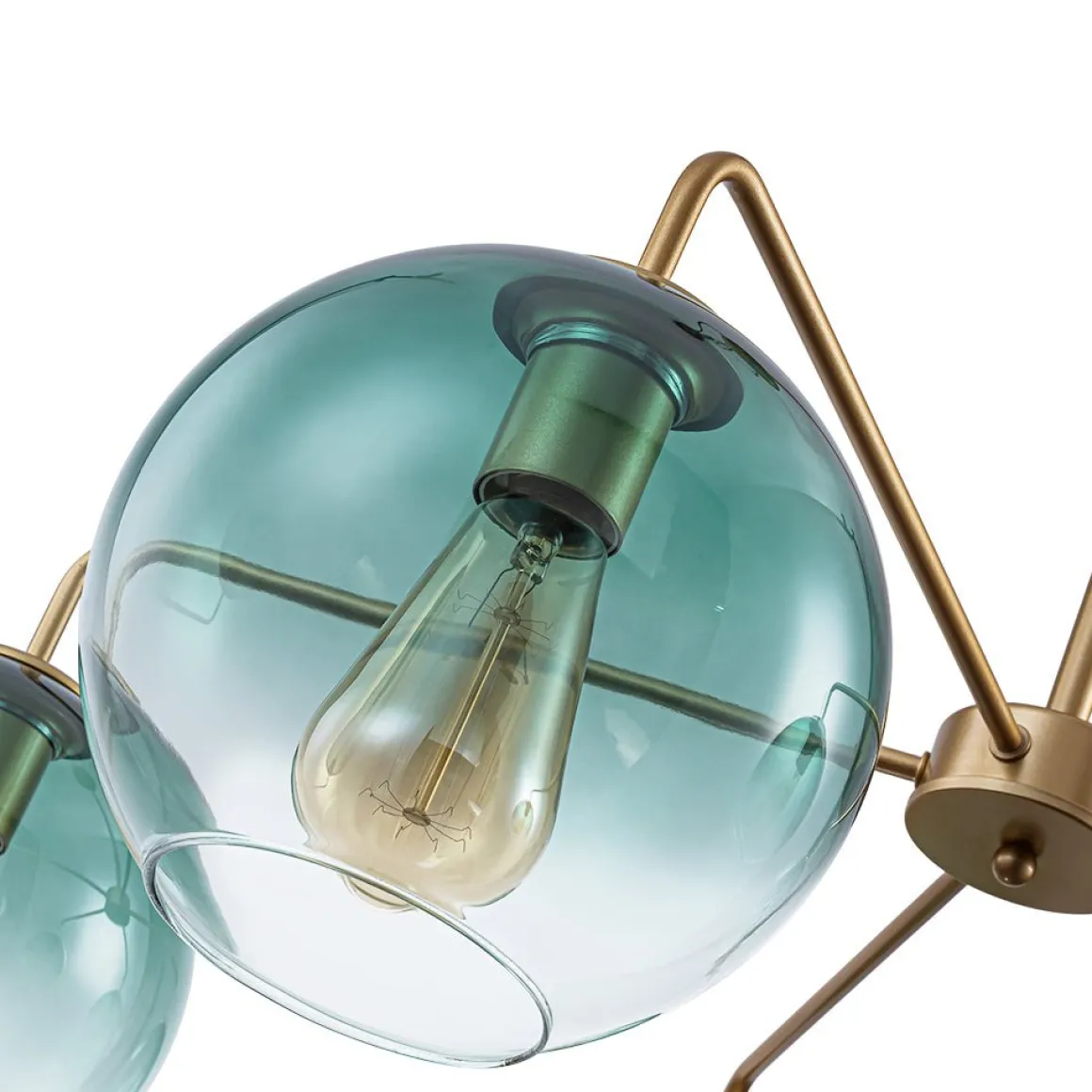 Lake House Green Glass Globe 5-Light Round Sputnik Chandelier