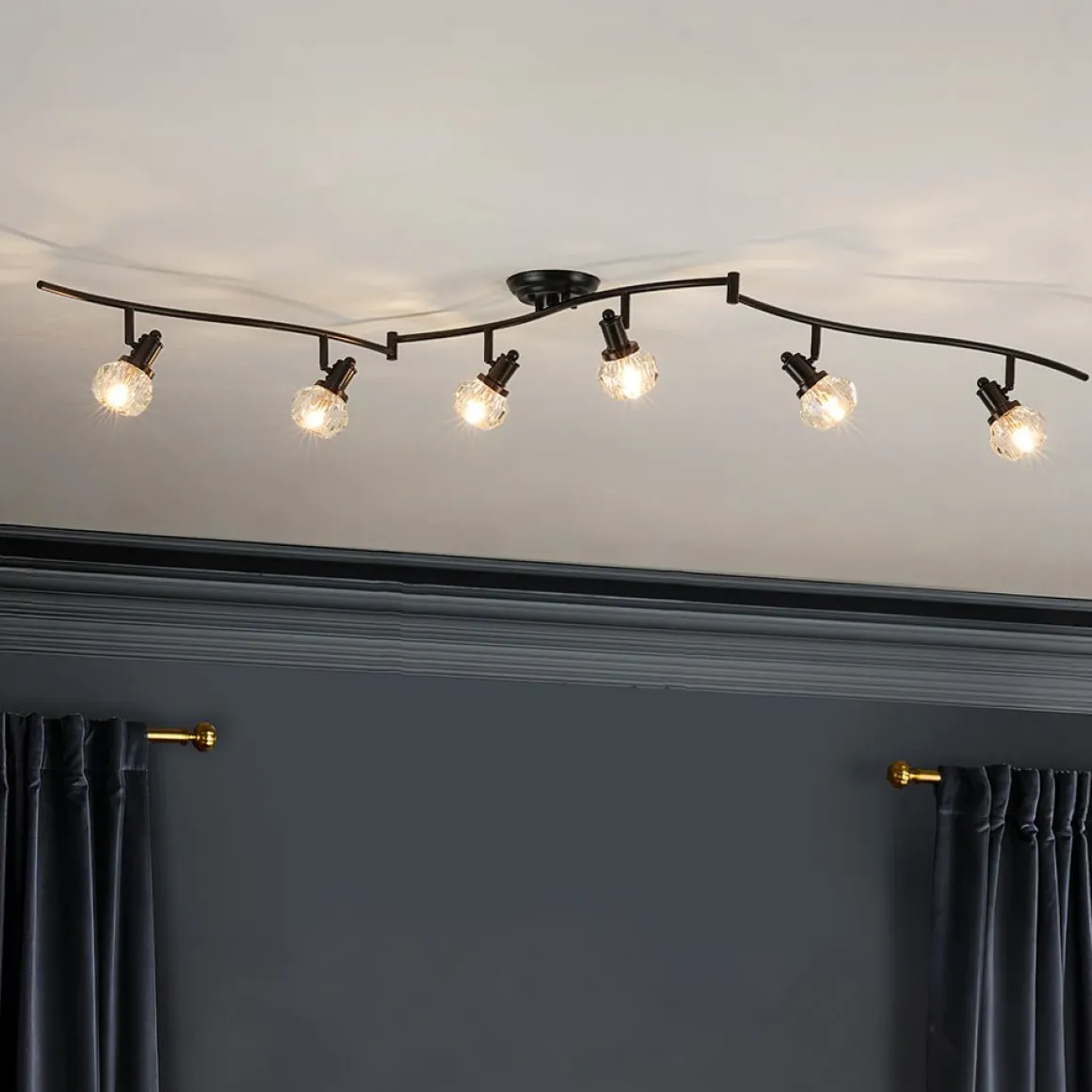 6-Light Adjustable Crystal Spotlight Island Linear Track Light