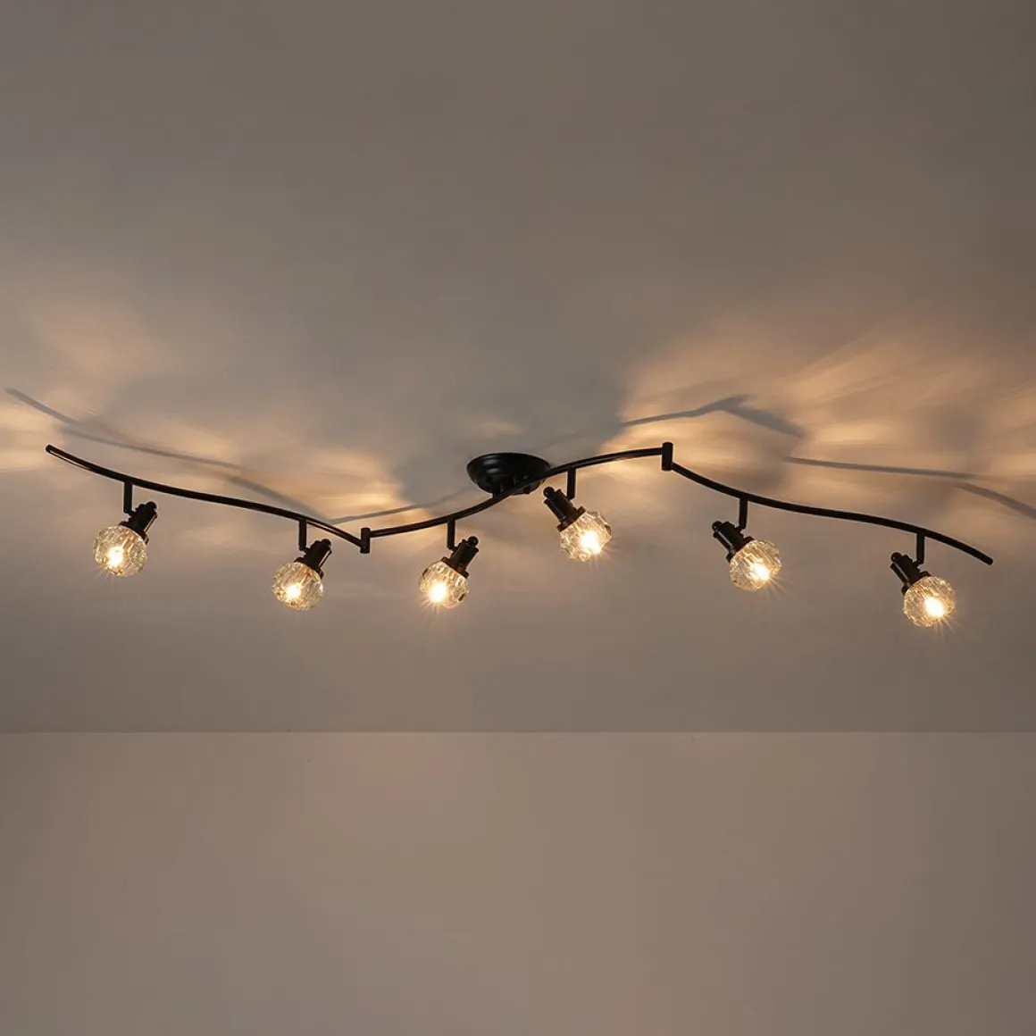 6-Light Adjustable Crystal Spotlight Island Linear Track Light