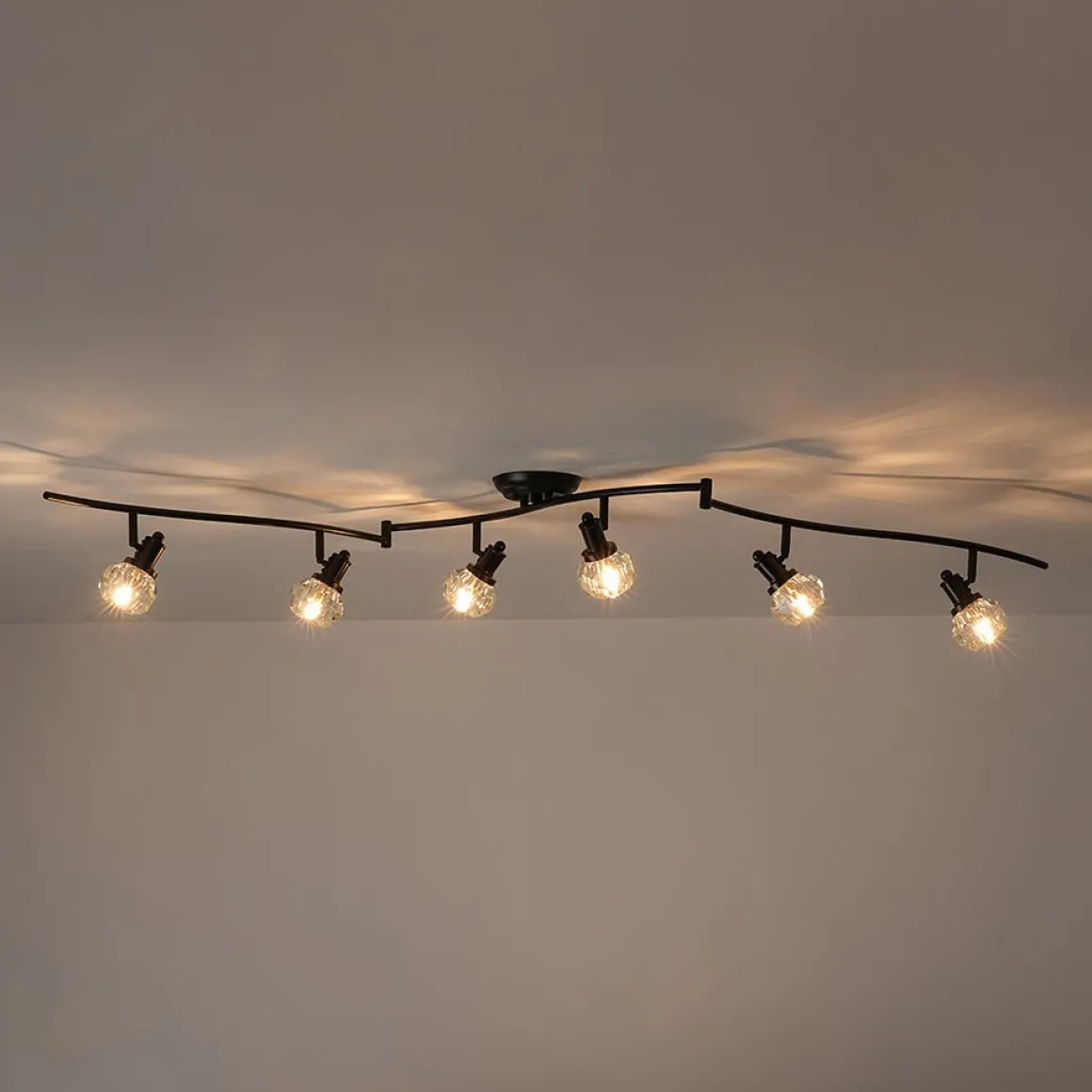 6-Light Adjustable Crystal Spotlight Island Linear Track Light
