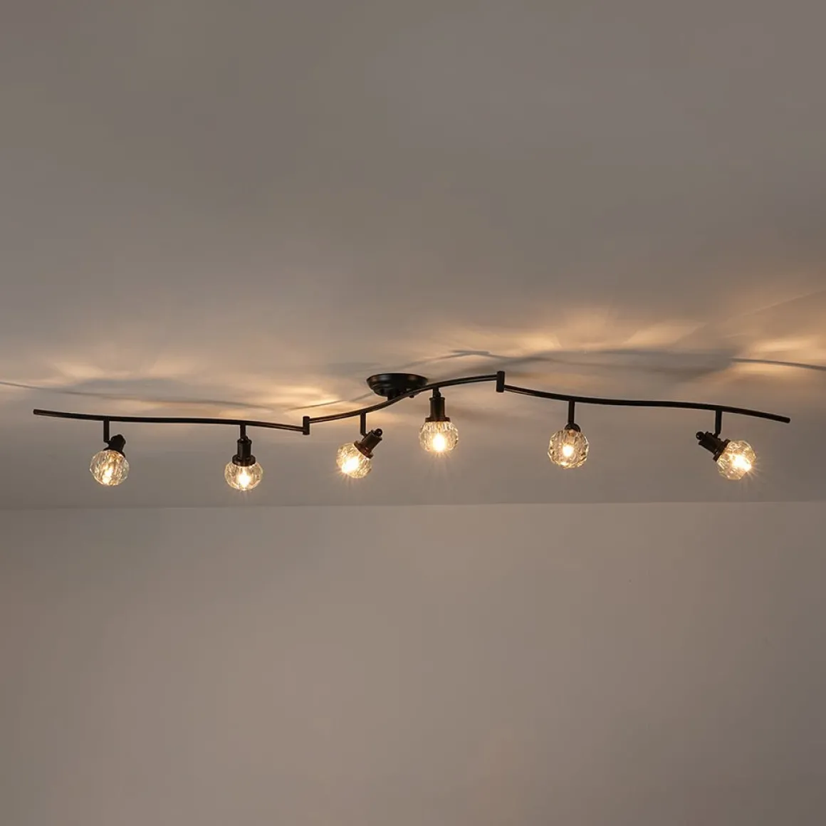 6-Light Adjustable Crystal Spotlight Island Linear Track Light