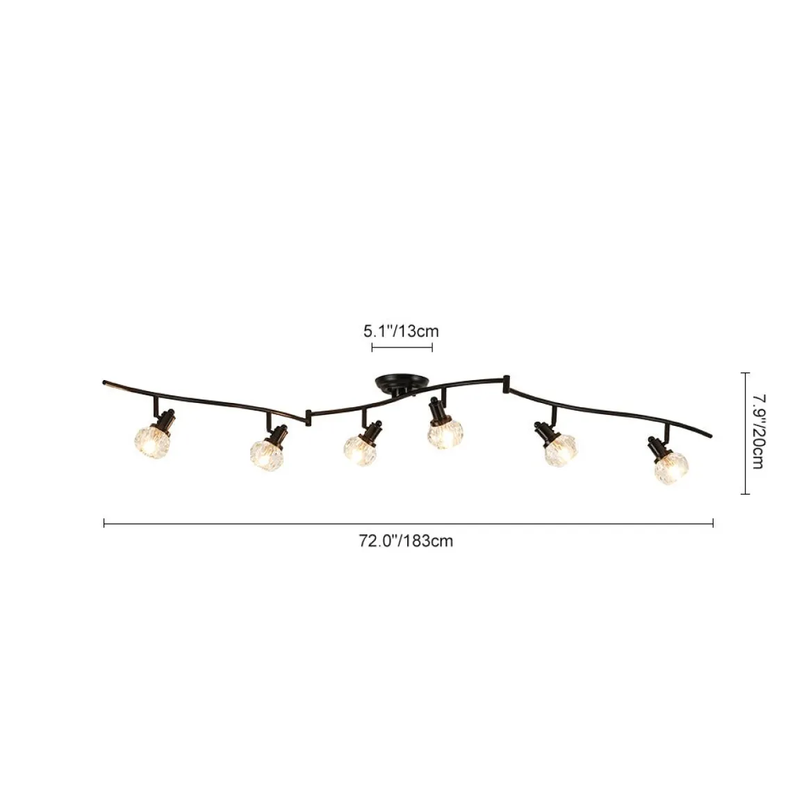 6-Light Adjustable Crystal Spotlight Island Linear Track Light
