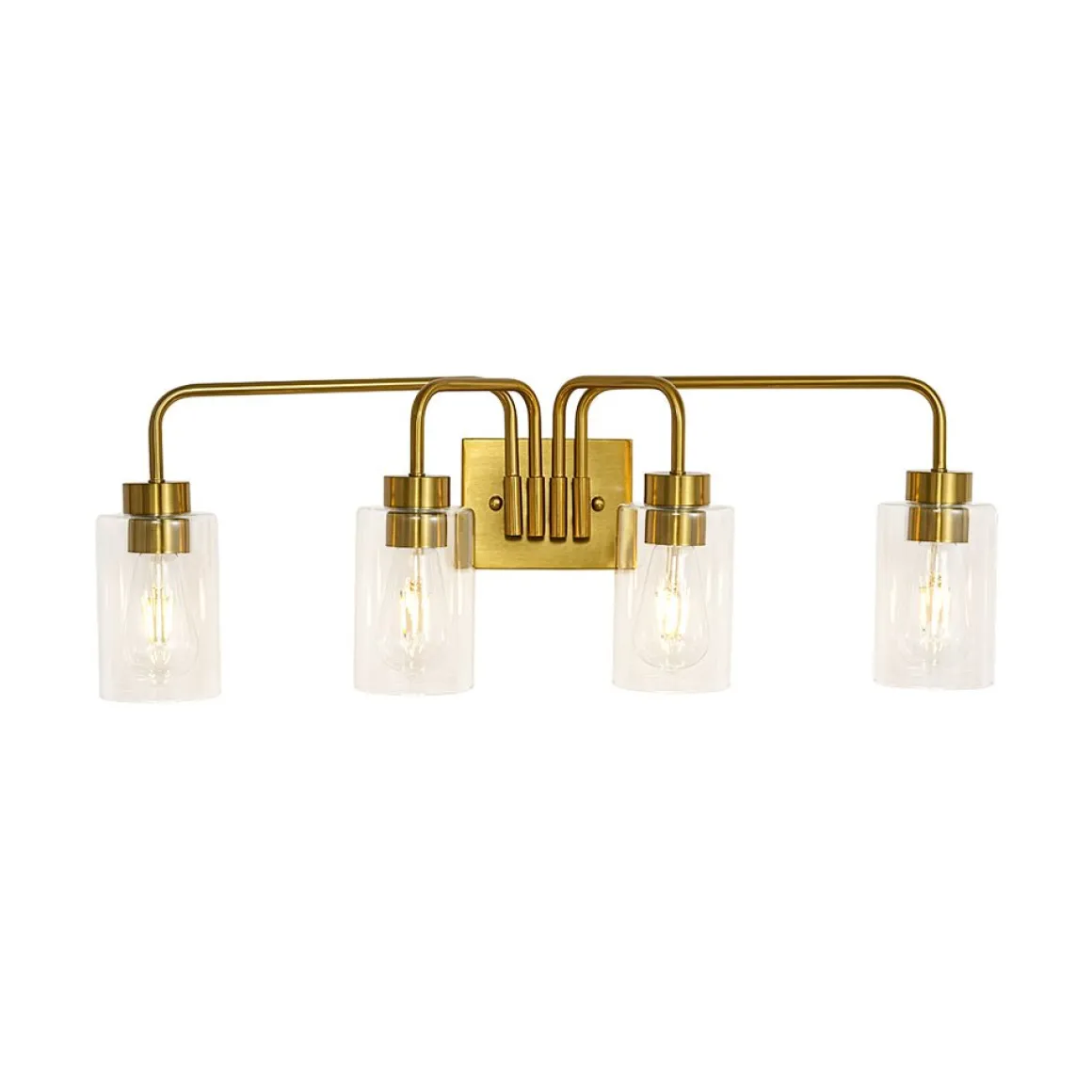 4-Light Adjustable Glass Cylinder Vanity Wall Lamp